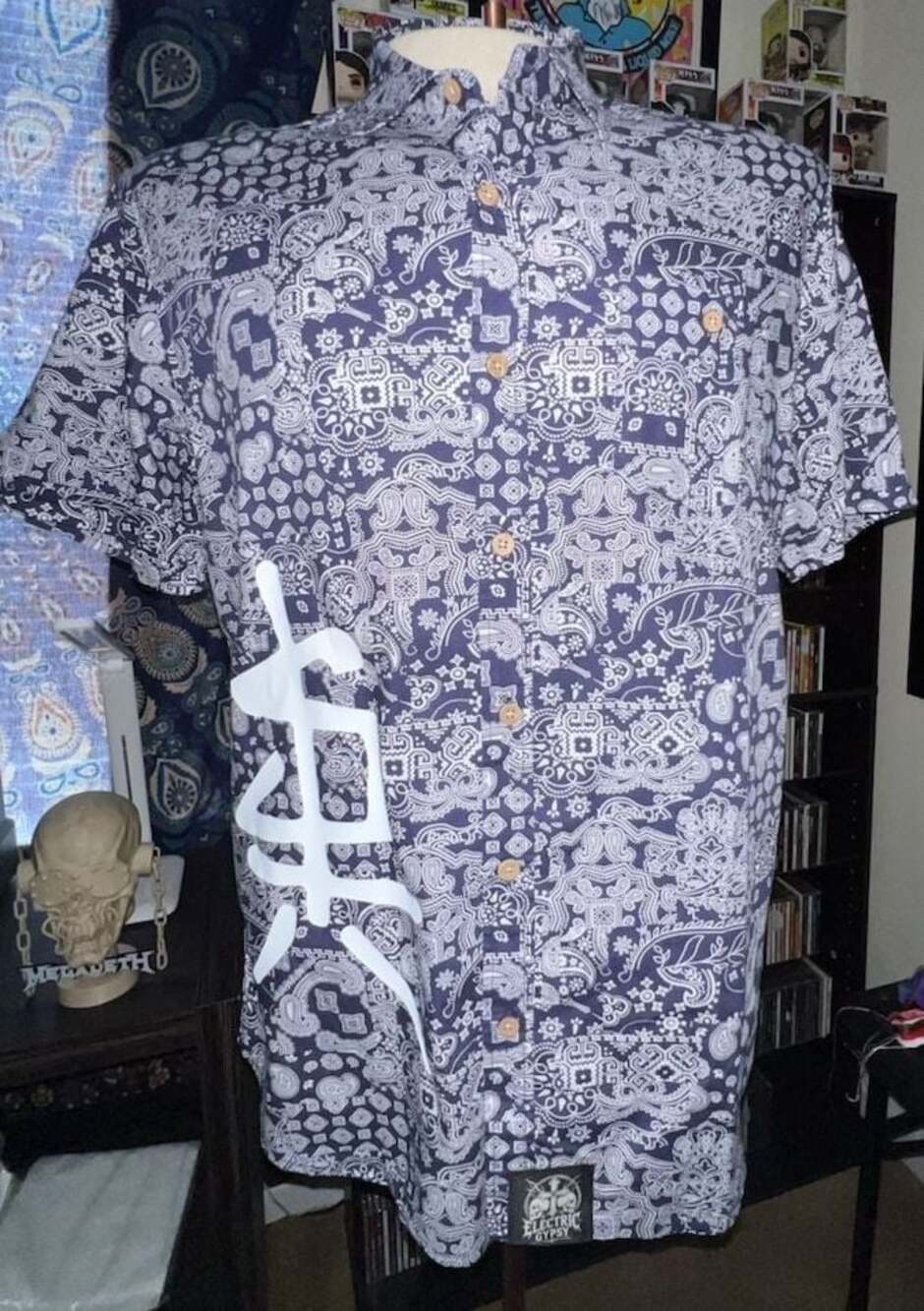 Electric Gypsy Suicidal Tendencies Paisley Bandana Short Sleeve Button-Down Shir